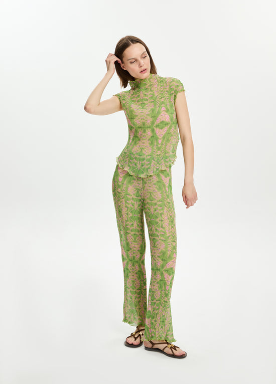 Pleated Printed Pants