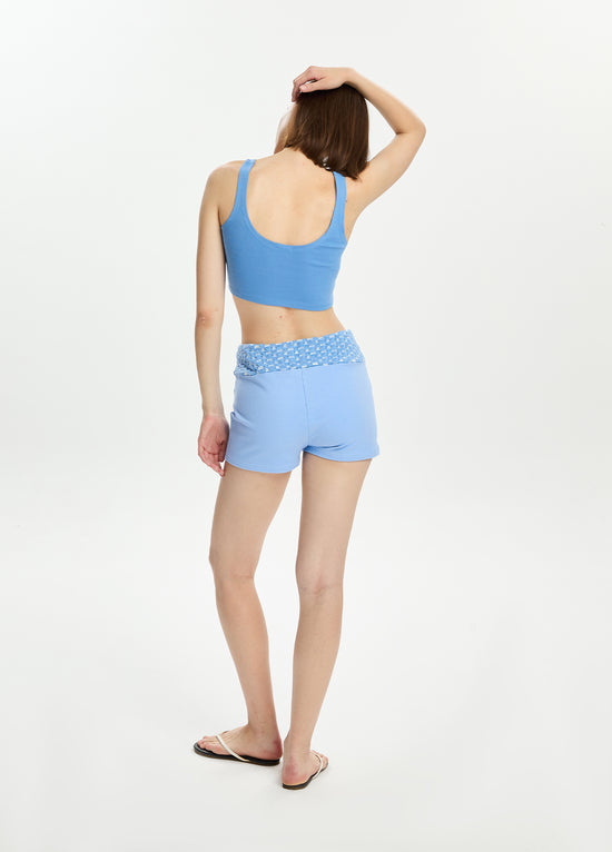 Mini Jersey Shorts w/ Textured Belt
