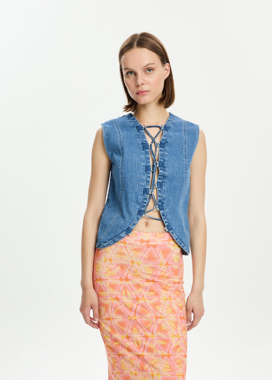 Two-Way Denim Vest