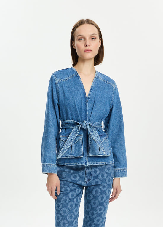 Kemerli Denim Ceket