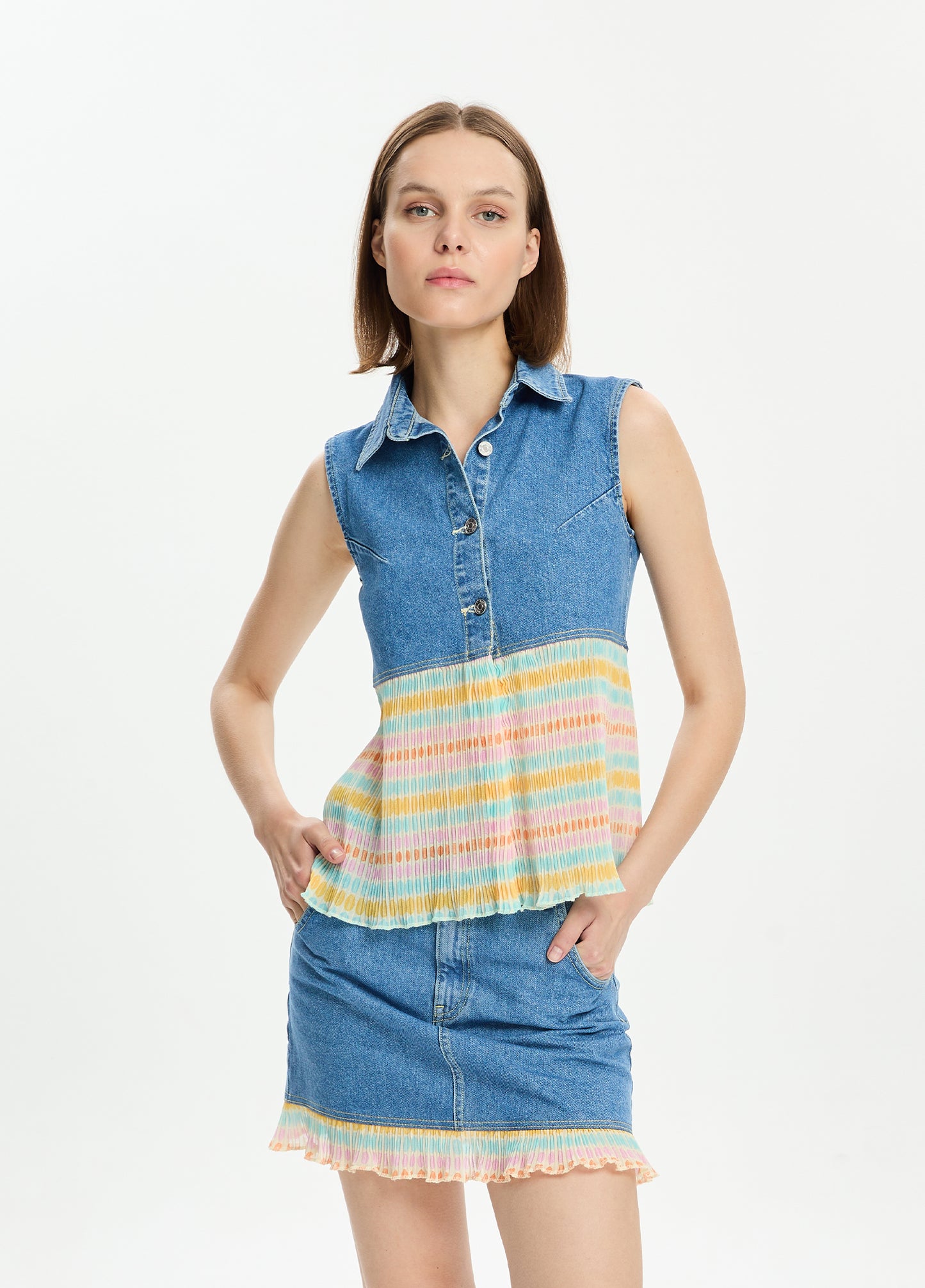 Denim Fringe Top