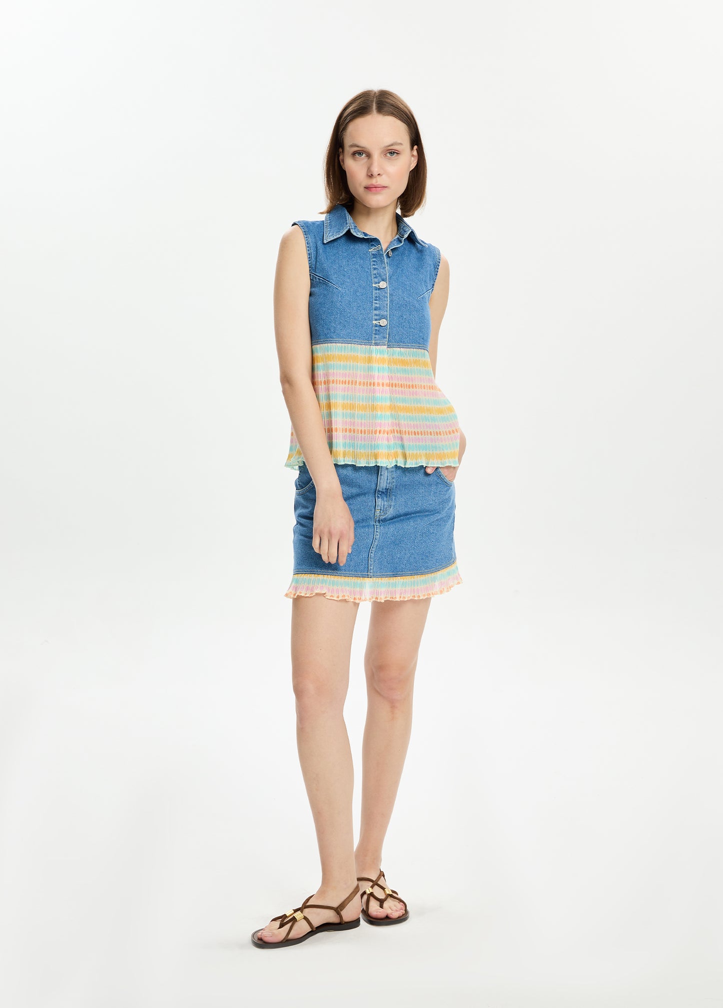 Denim Fringe Top