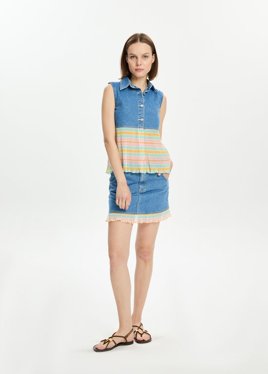Denim Fringe Top
