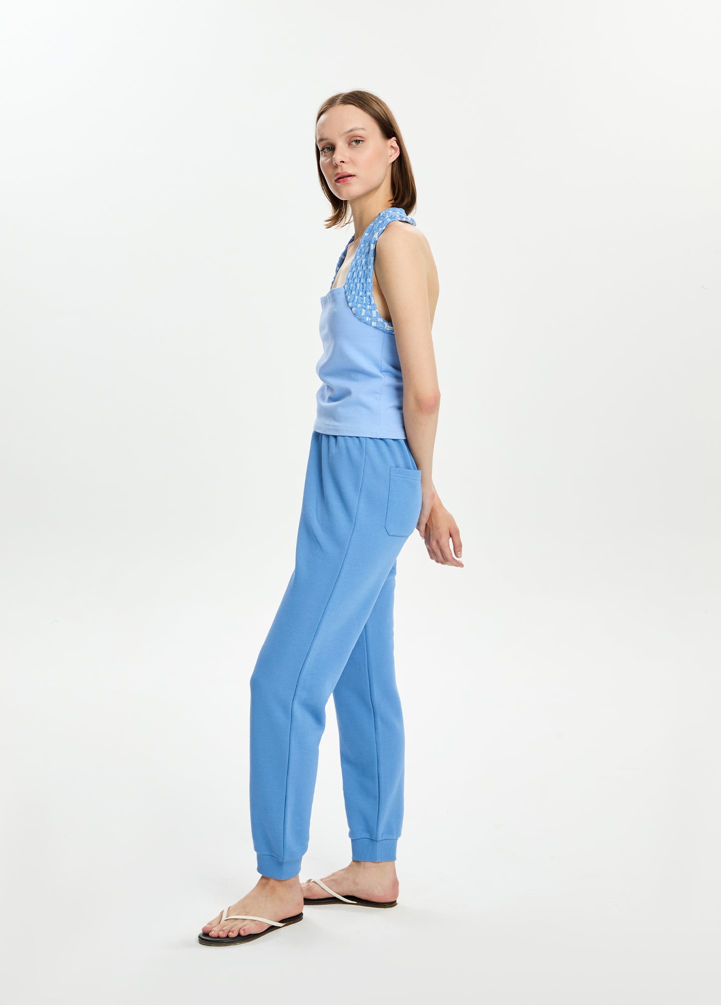 Jersey Top W/ Textured Straps