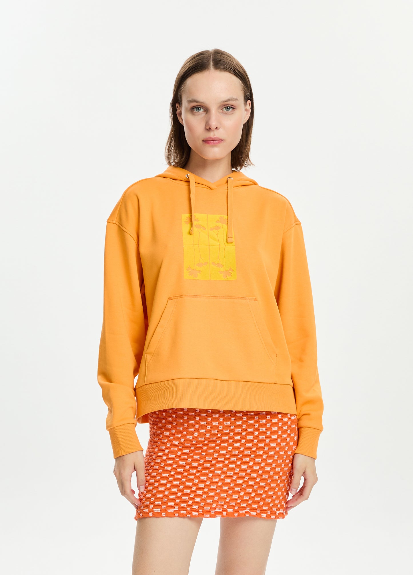 Flok Baskılı Hoodie