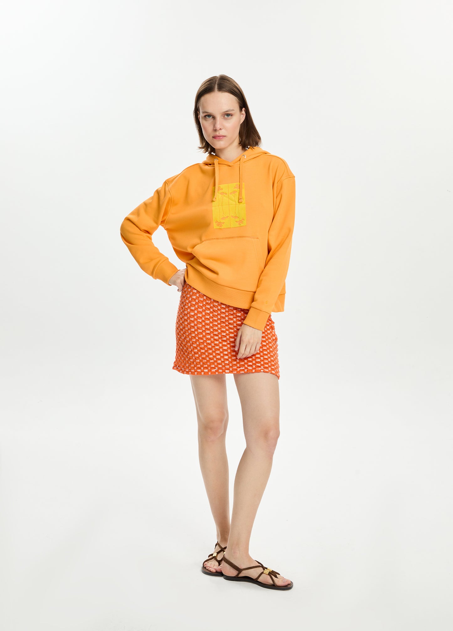 Flok Baskılı Hoodie