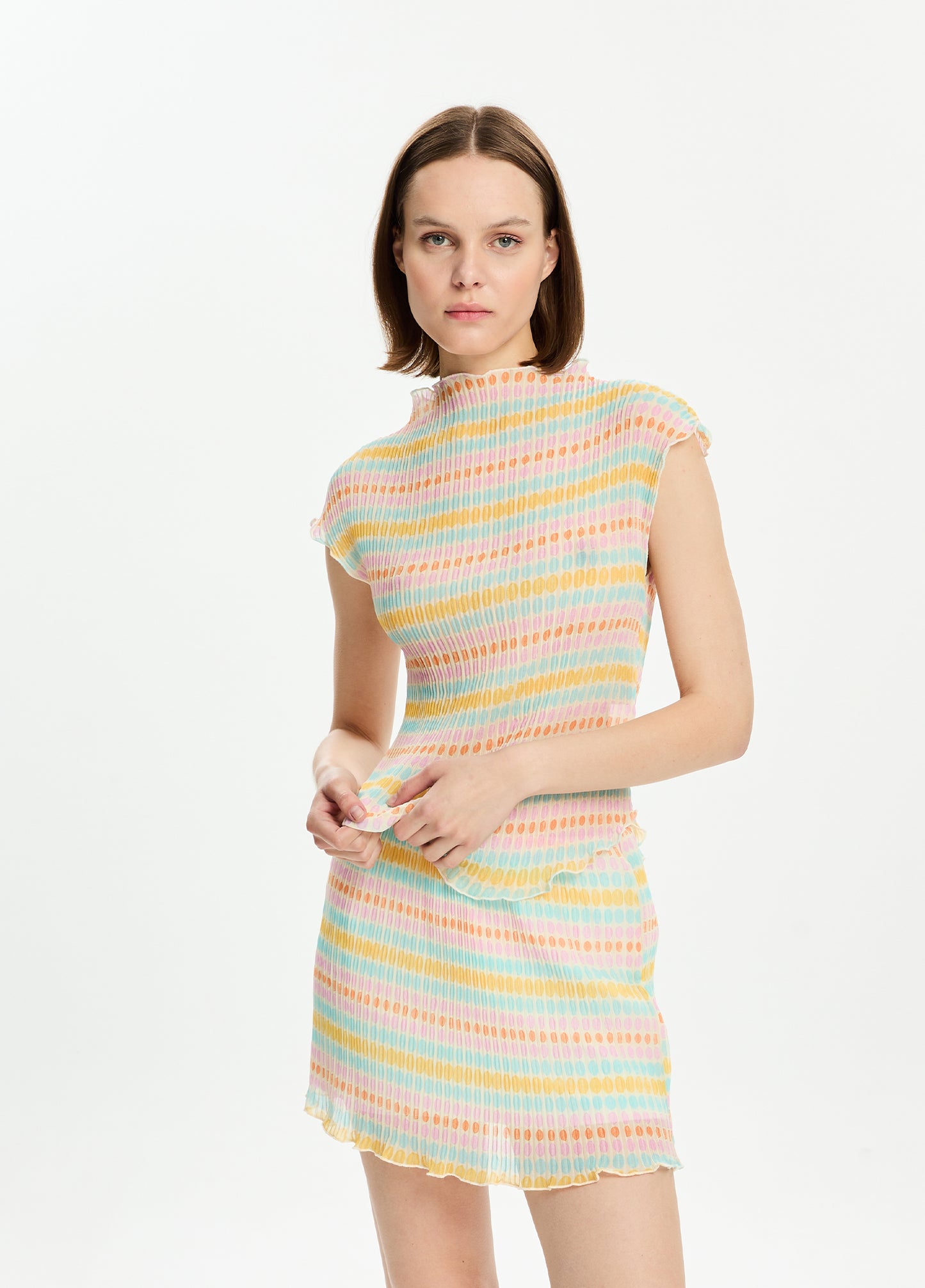Pleated Printed Top