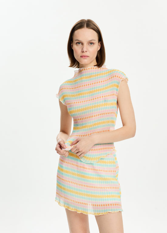 Pleated Printed Top