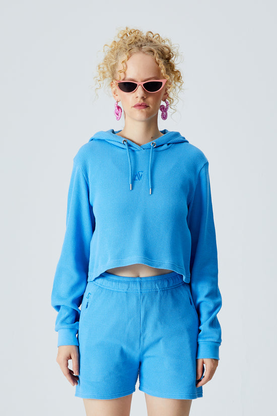 Waffle Crop Sweatshirt - Mavi