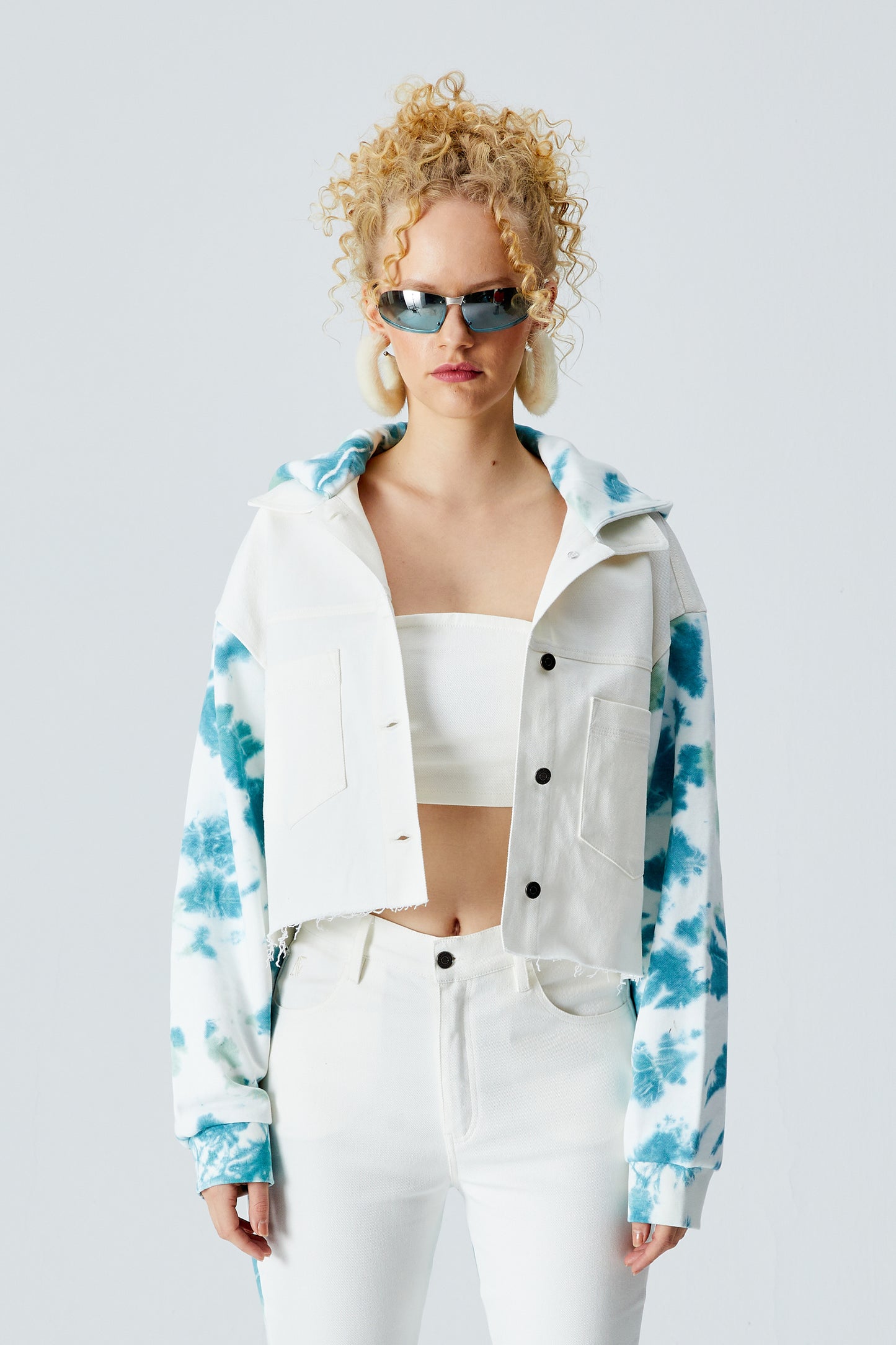 White Denim Jacket - Cameo Green/Verdi Green