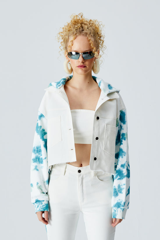 White Denim Jacket - Cameo Green/Verdi Green