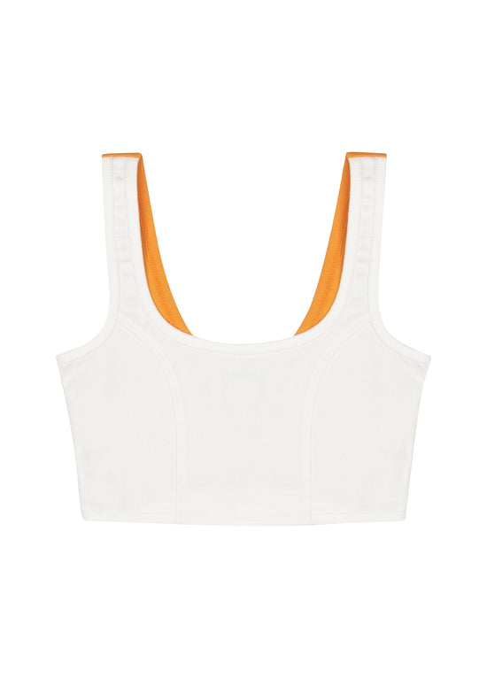 Denim Tank Top - Beyaz/Turuncu