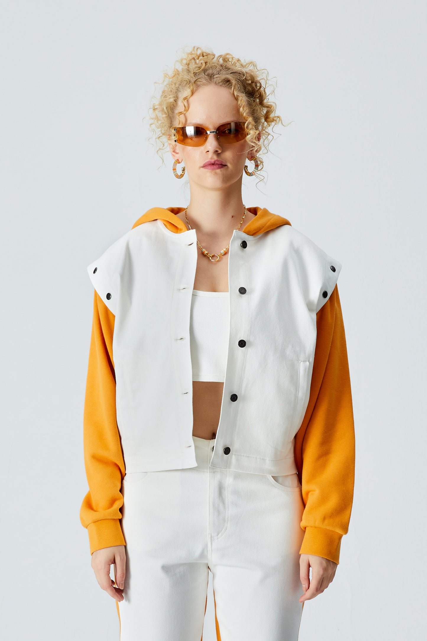 White Denim Vest Jacket - Sundial