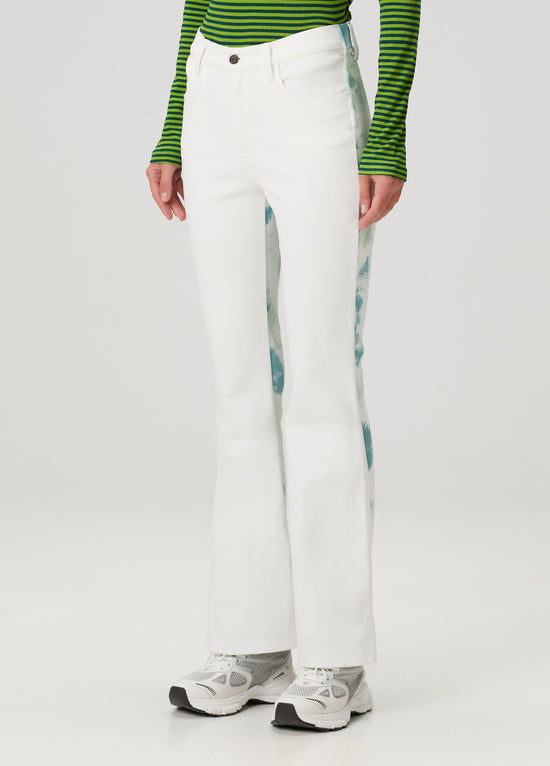 Denim Boyfriend  Pants - White/Green