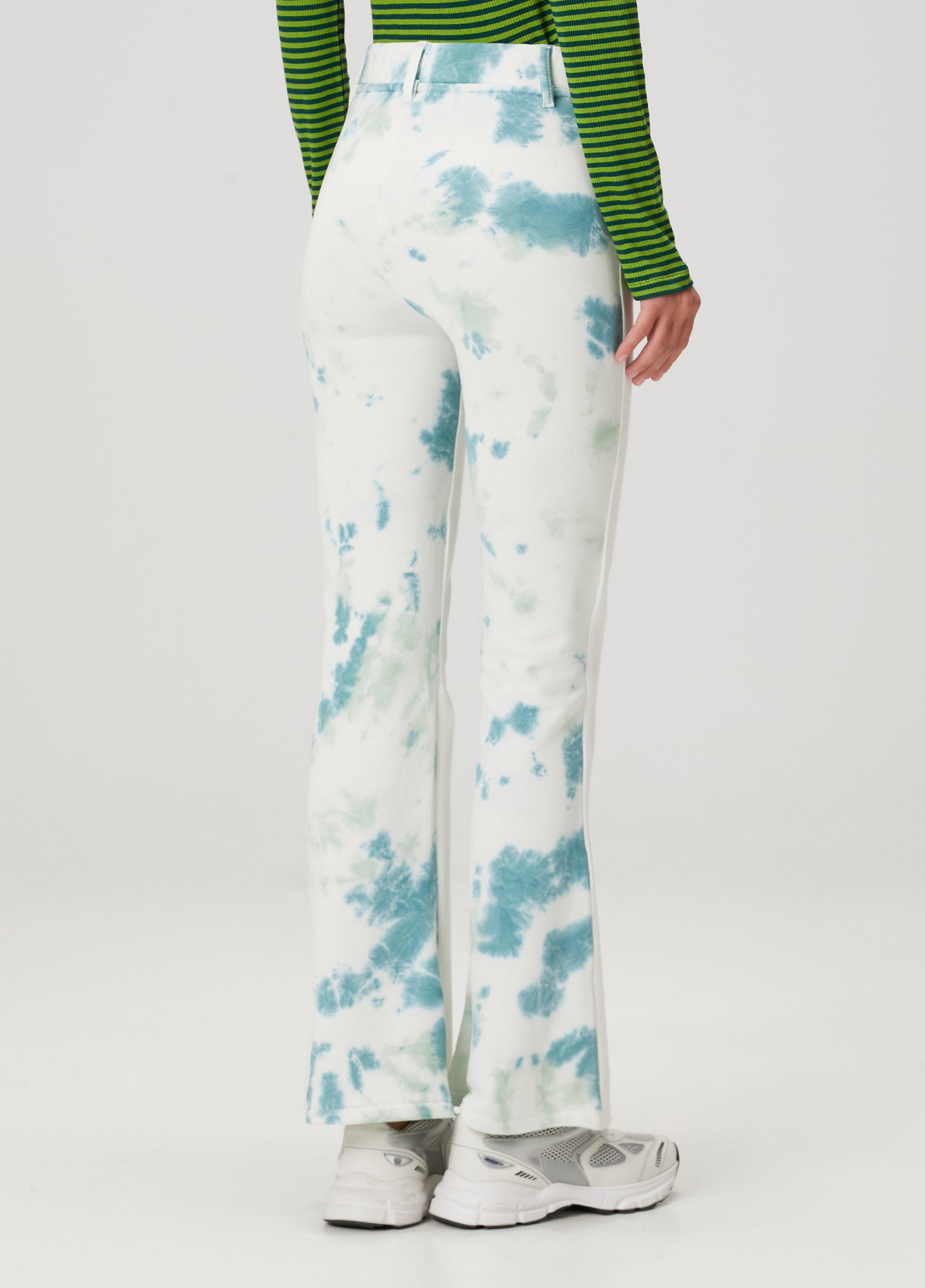 Denim Boyfriend  Pants - White/Green