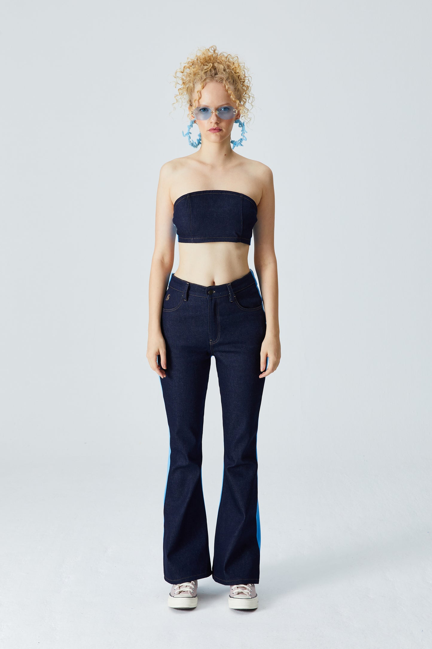 Navy Denim Flare Boyfriend Sweatpant -Tranquil Blue