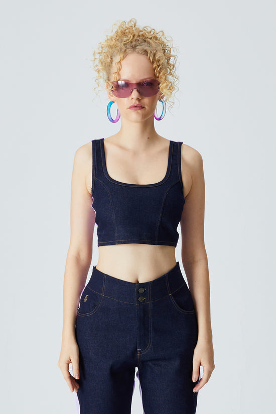 Navy Denim Tank Top - Sparkling Grape/Digital Lavender