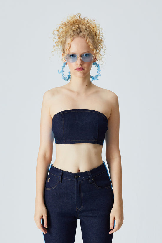 Navy Denim Bralette - Tranquil Blue