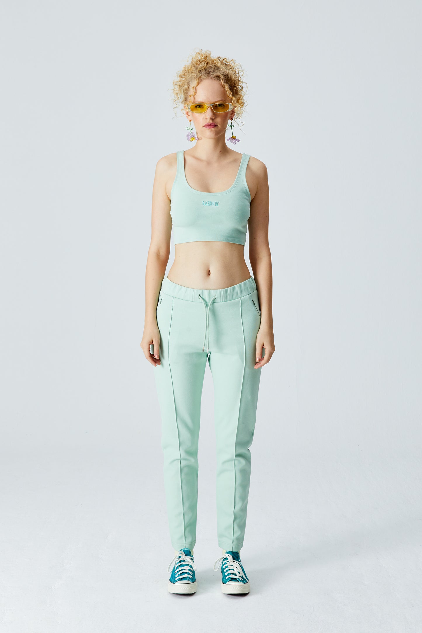 Cotton Skinny Sweatpants - Cameo Green