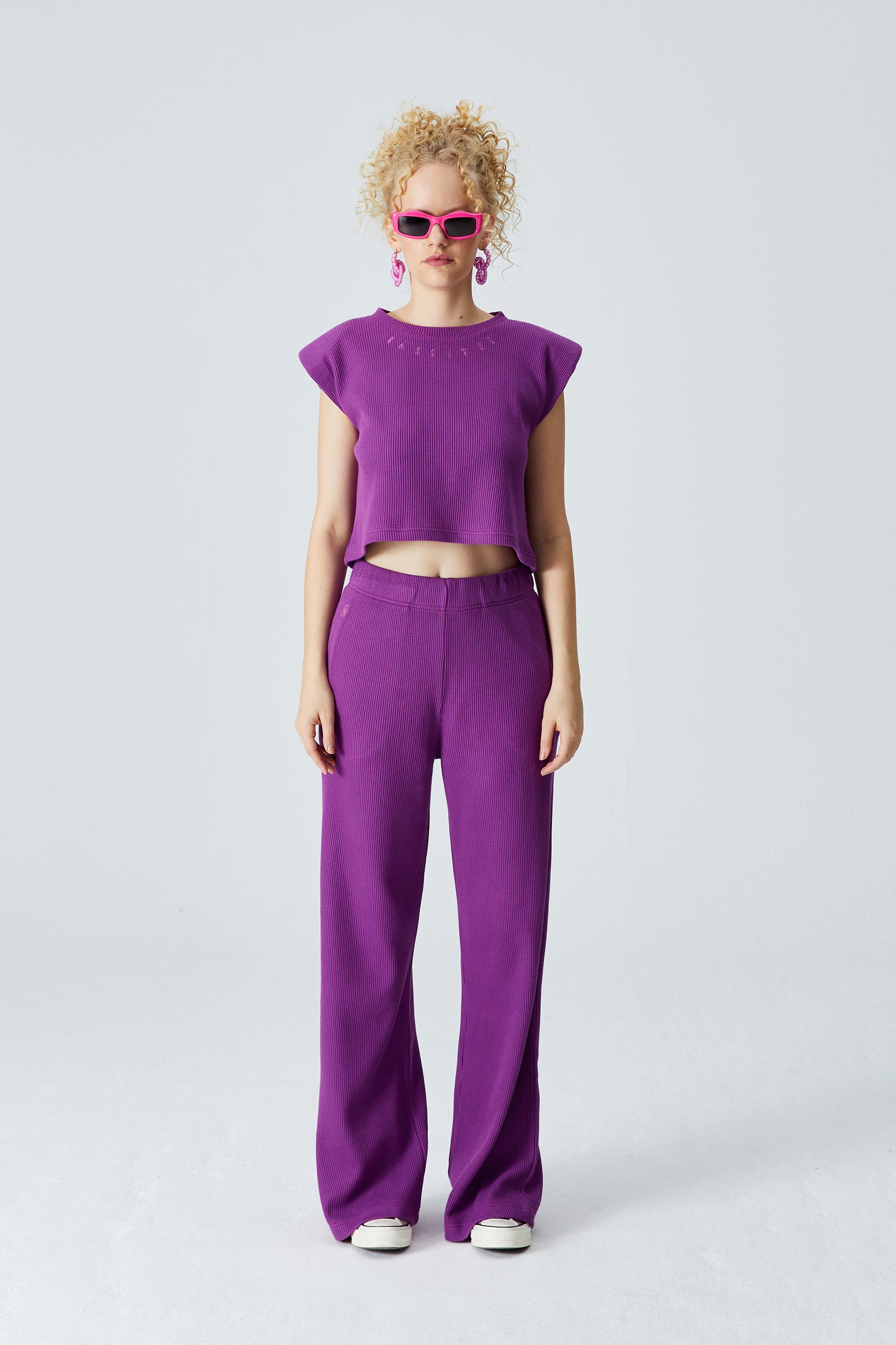 Waffle Cigarette Sweatpnts -Purple