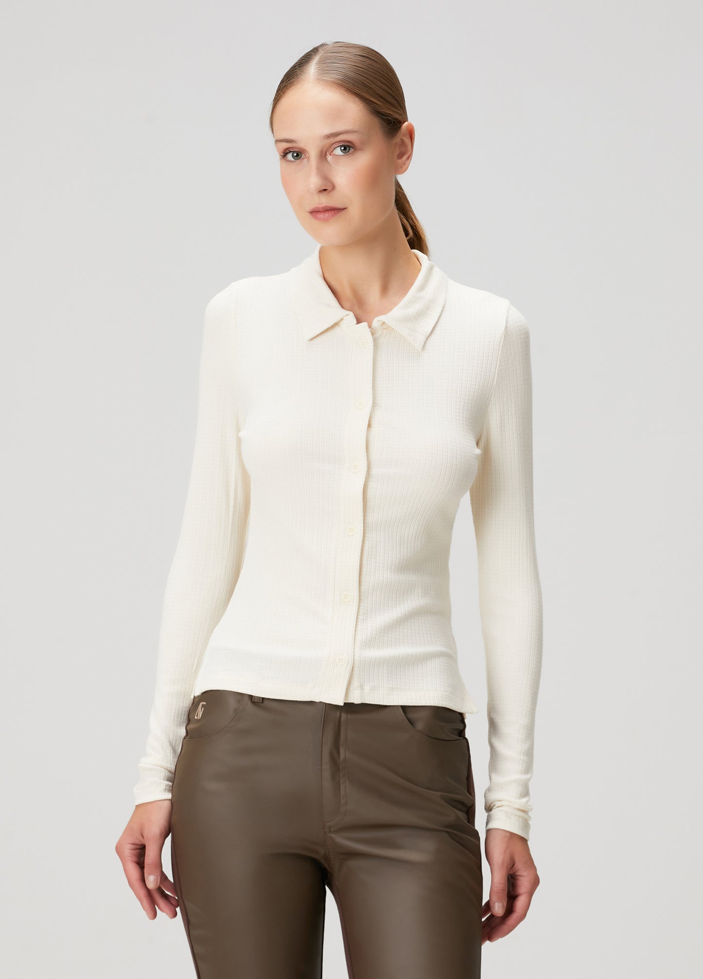 Fitted Rib Button Down Shirt