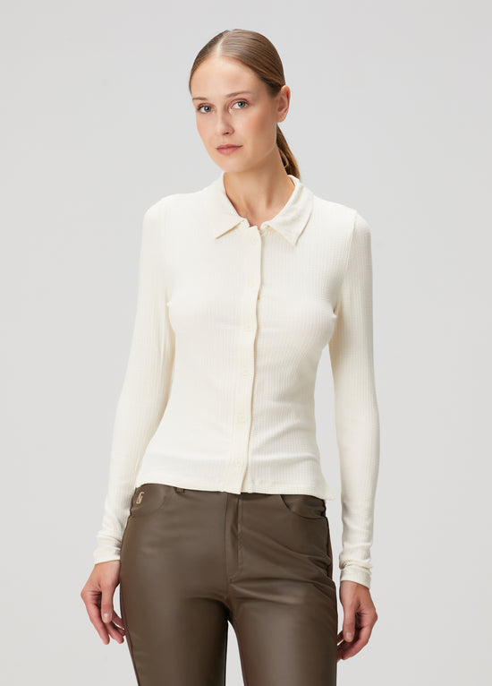 Fitted Rib Button Down Shirt