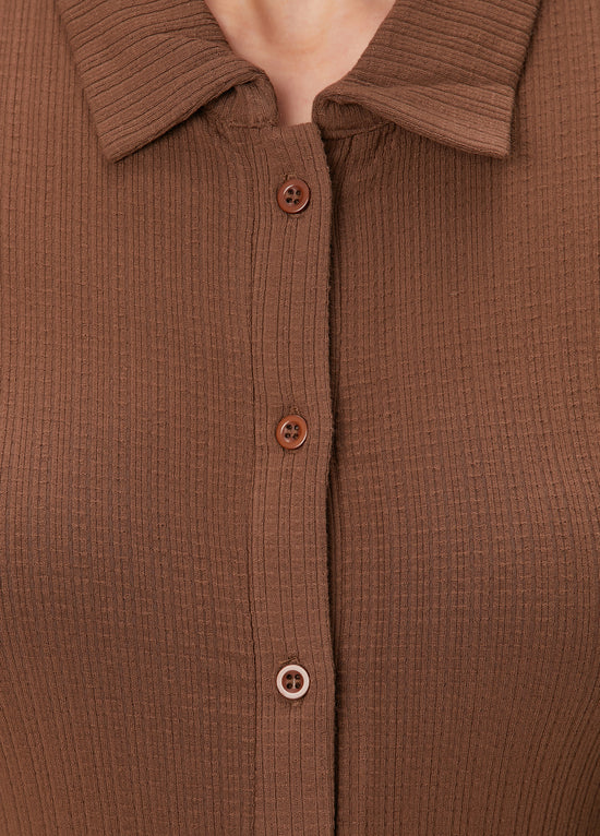 Fitted Rib Button Down Shirt