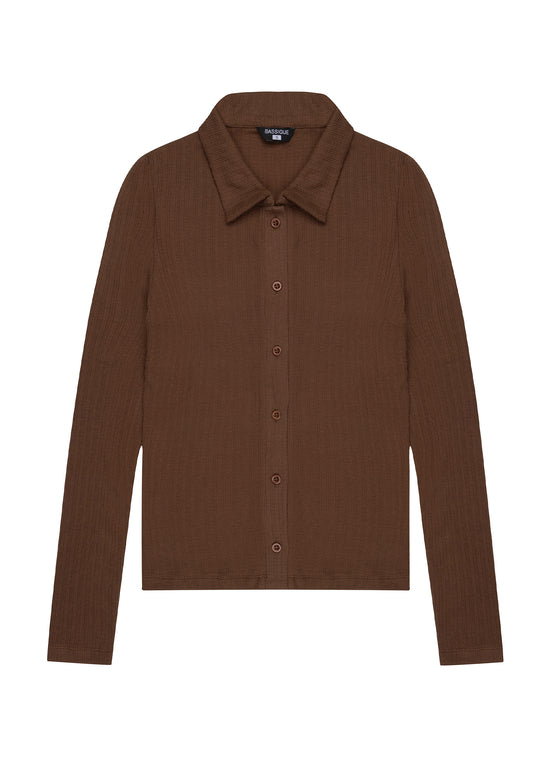 Fitted Rib Button Down Shirt
