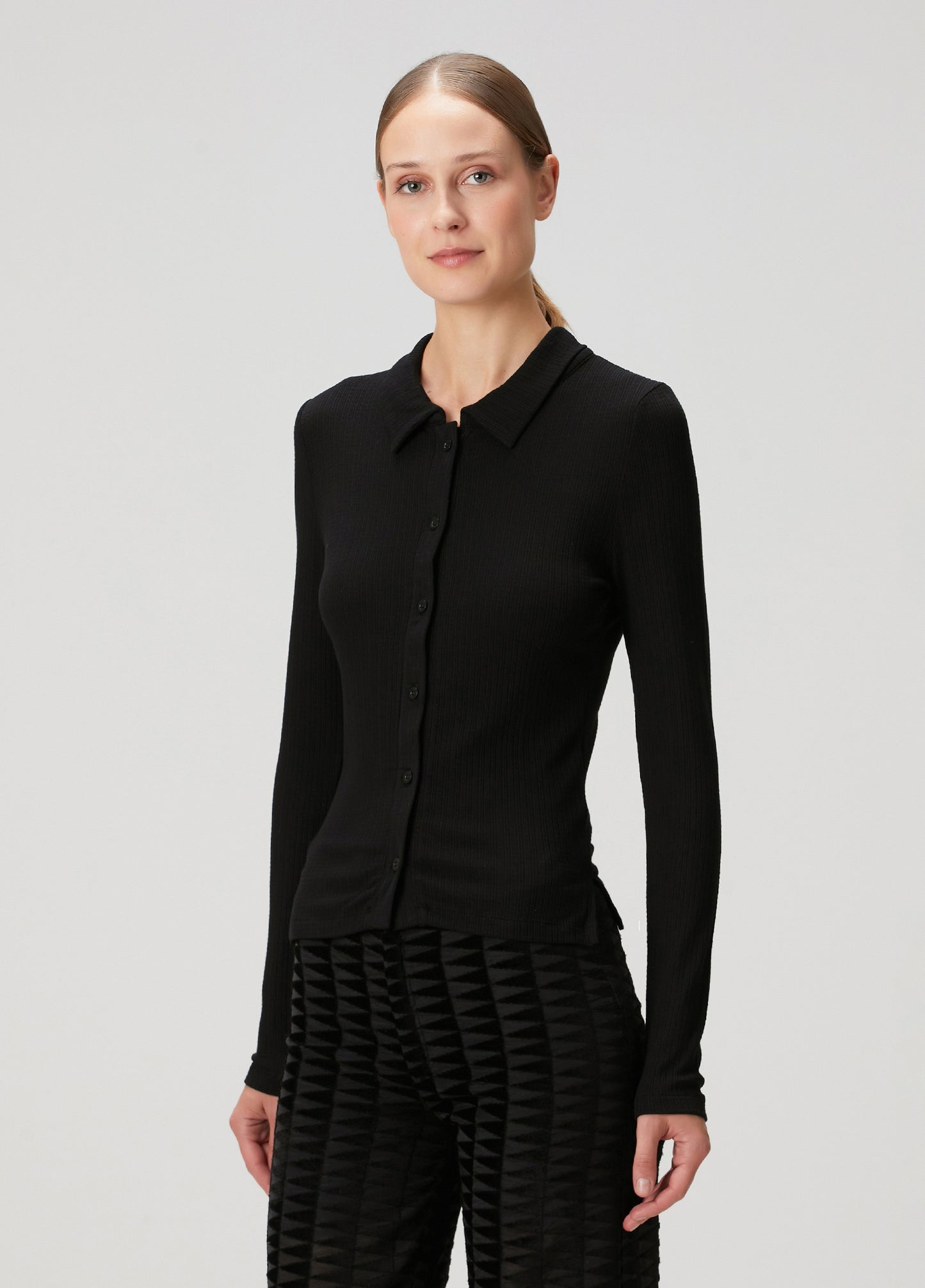 Fitted Rib Button Down Shirt