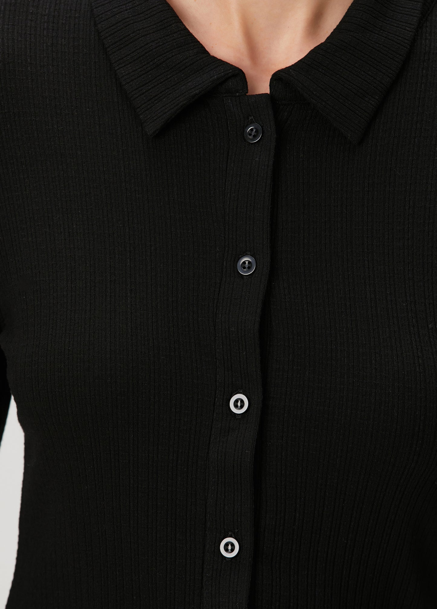 Fitted Rib Button Down Shirt