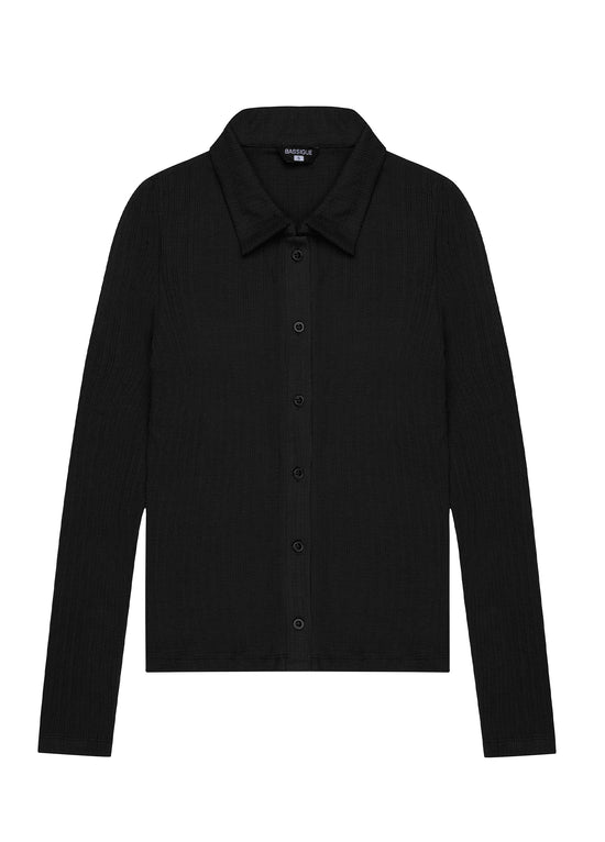 Fitted Rib Button Down Shirt