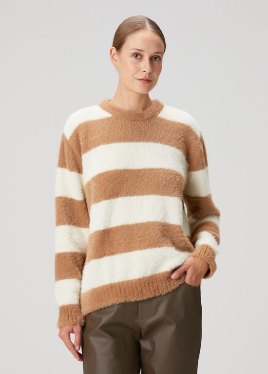Striped Fuzzy Oversized Sweater