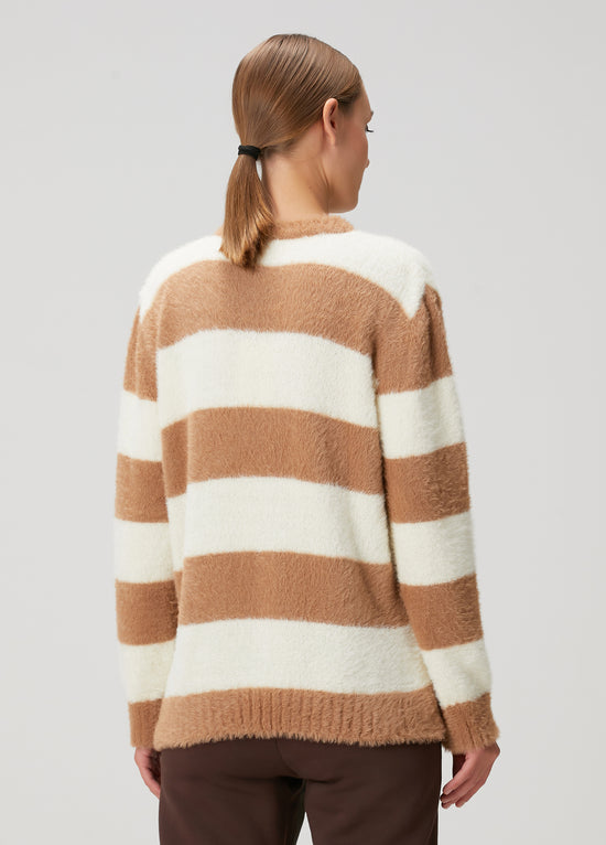 Striped Fuzzy Oversized Sweater