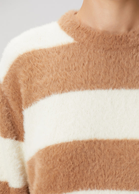 Striped Fuzzy Oversized Sweater