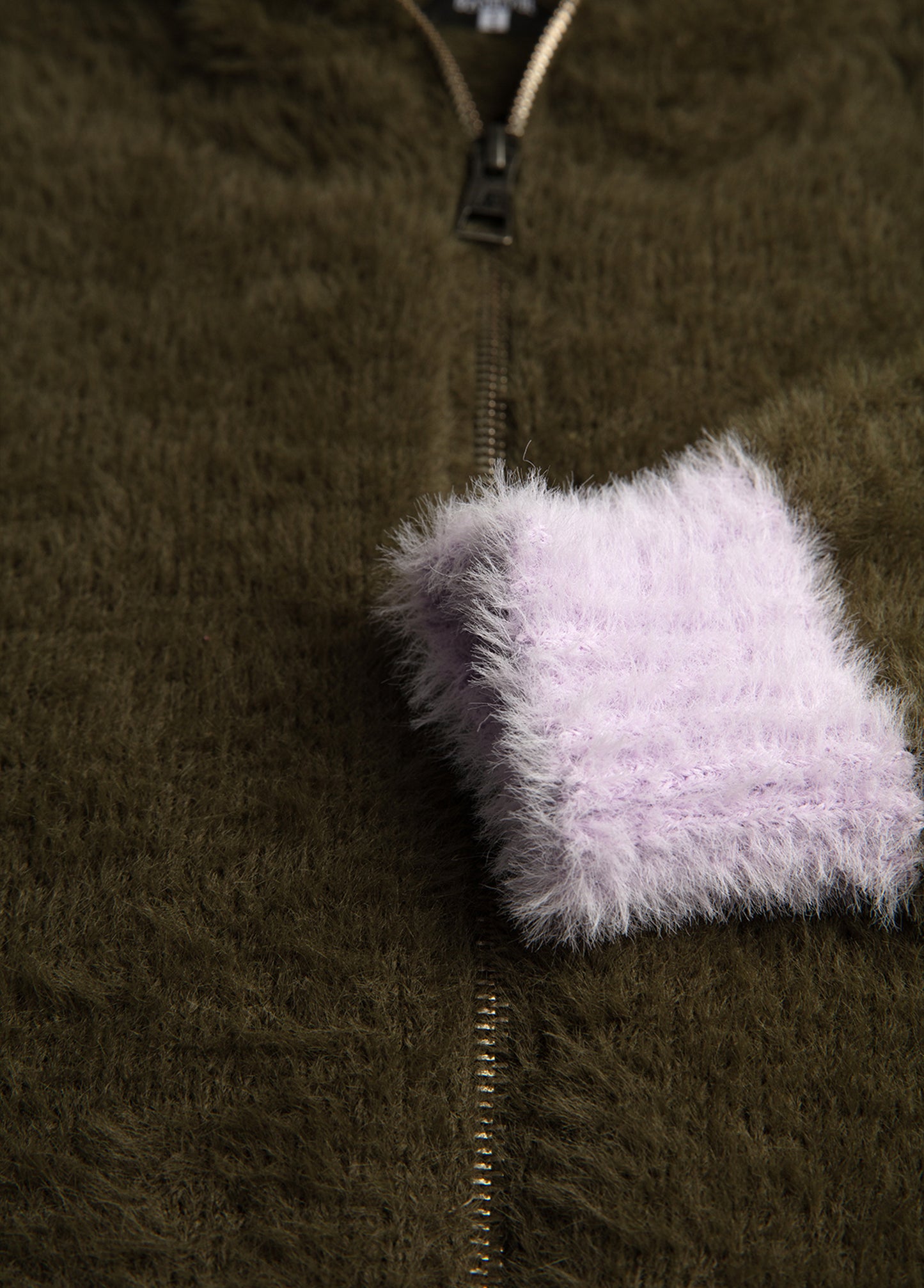 Hooded Front Zip Fuzzy Sweater