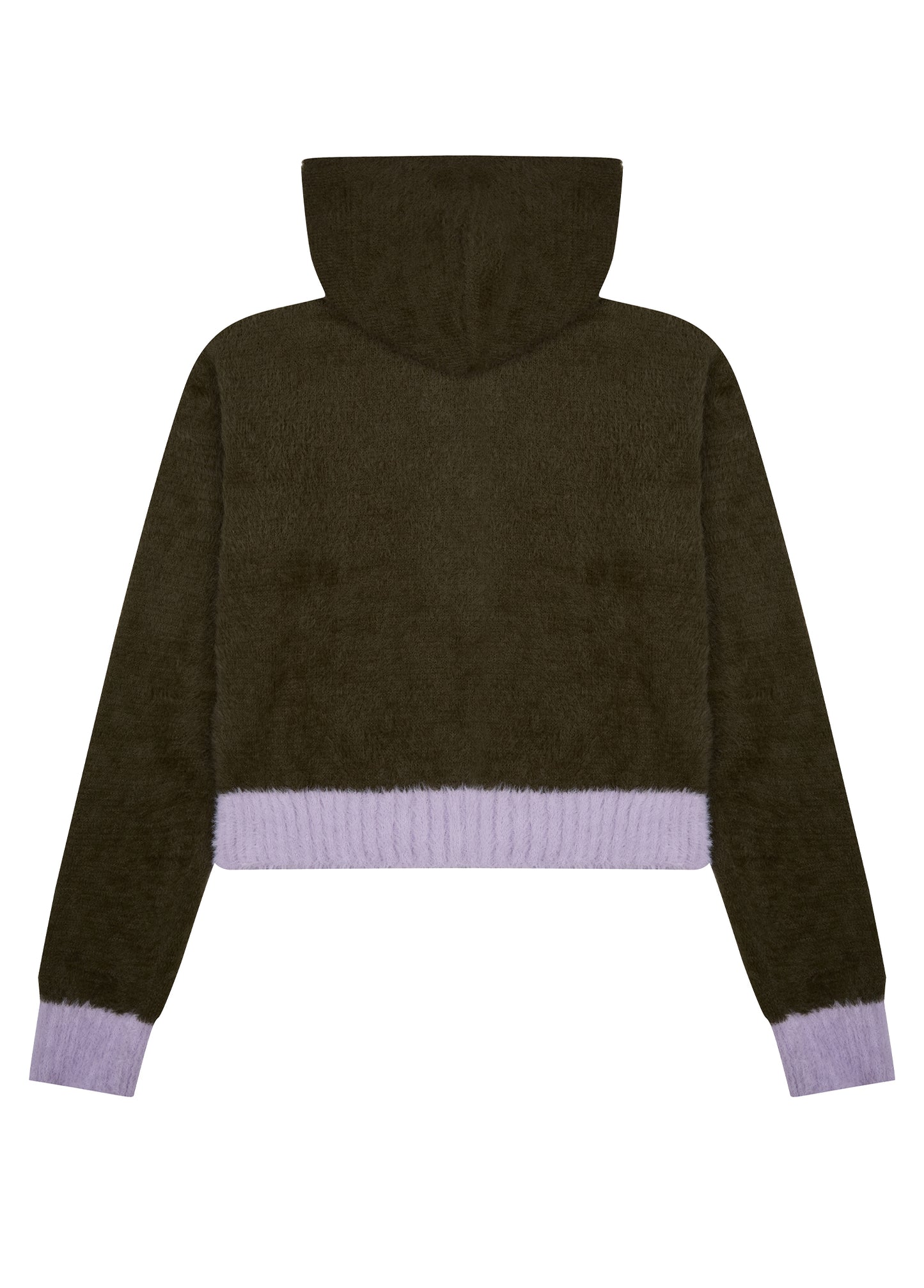 Hooded Front Zip Fuzzy Sweater