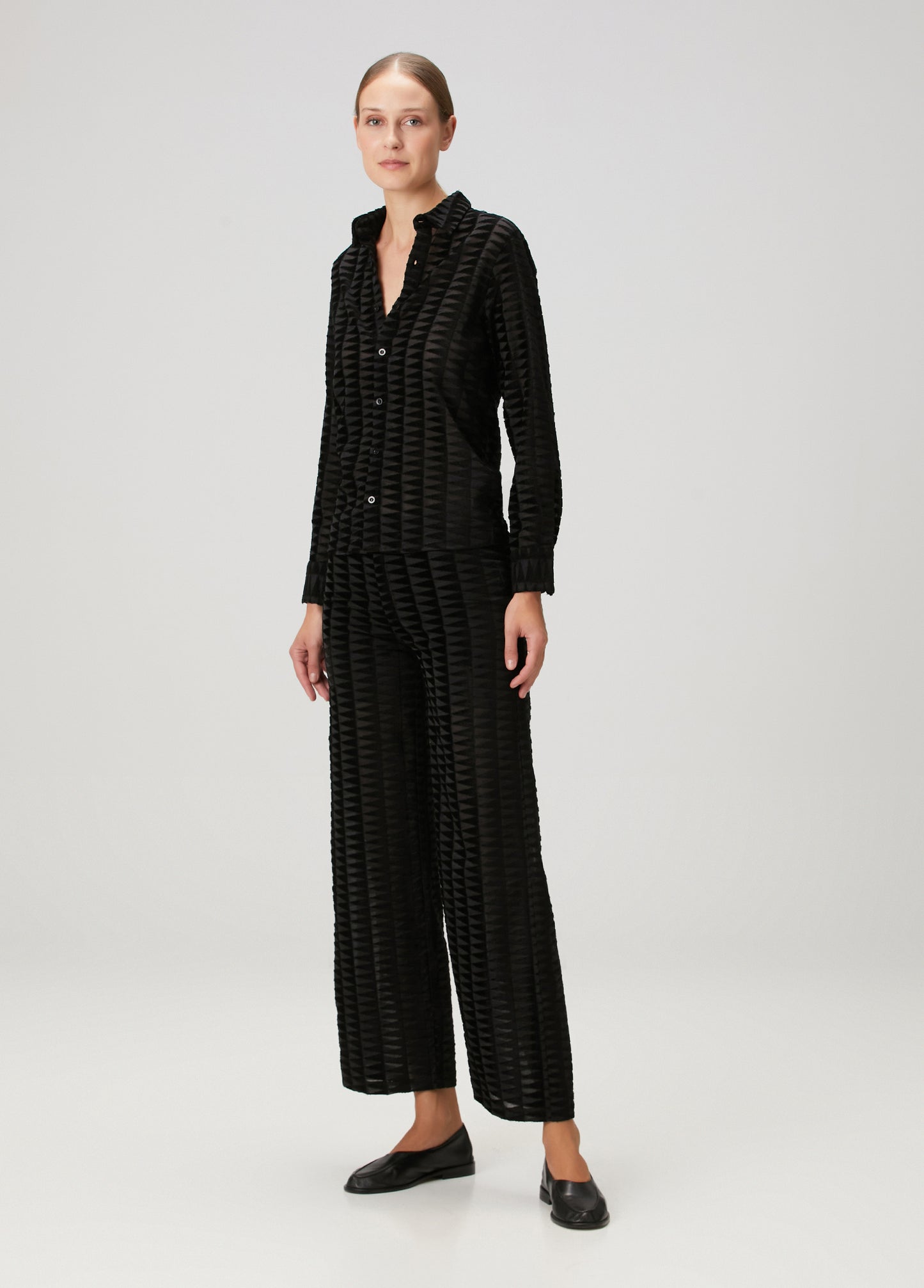 Embossed Tulle Straight Leg Pants