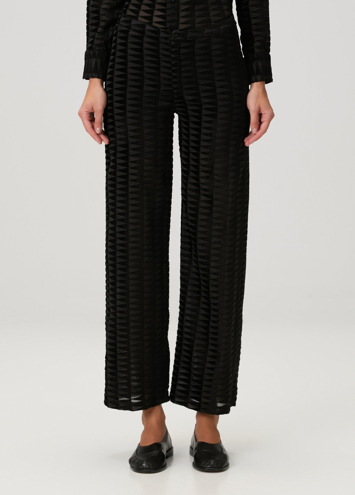 Embossed Tulle Straight Leg Pants