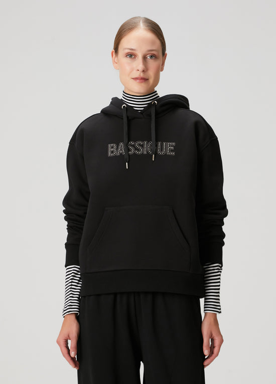 Siyah Studli Hoodie