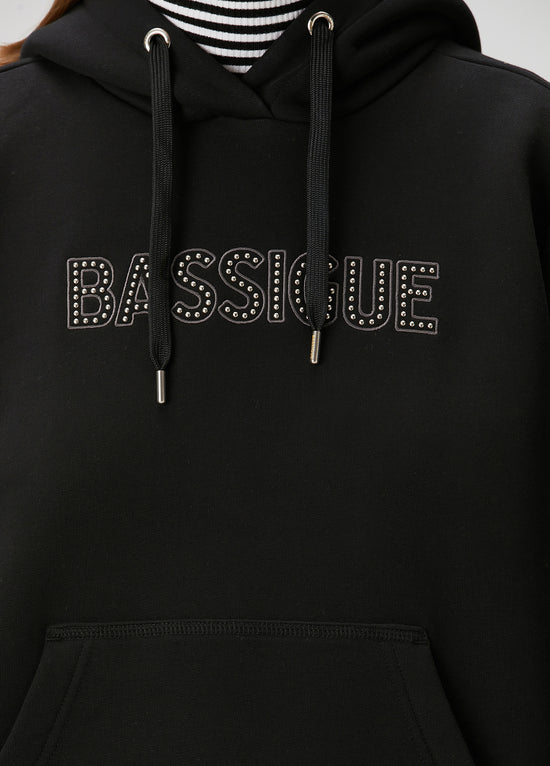 Siyah Studli Hoodie