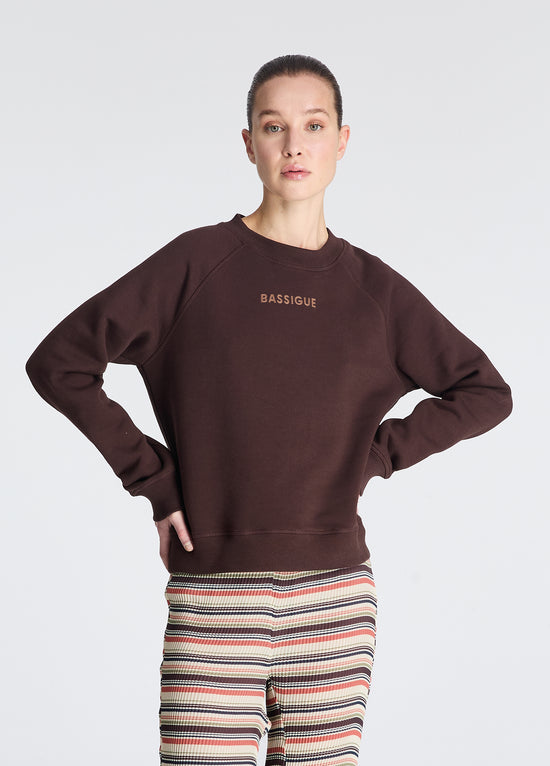 Bassigue Patch Detaylı Bisiklet Yaka Sweatshirt