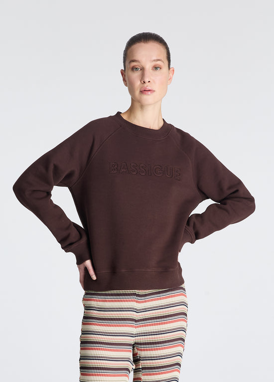 Bassigue Patch Detaylı Bisiklet Yaka Sweatshirt