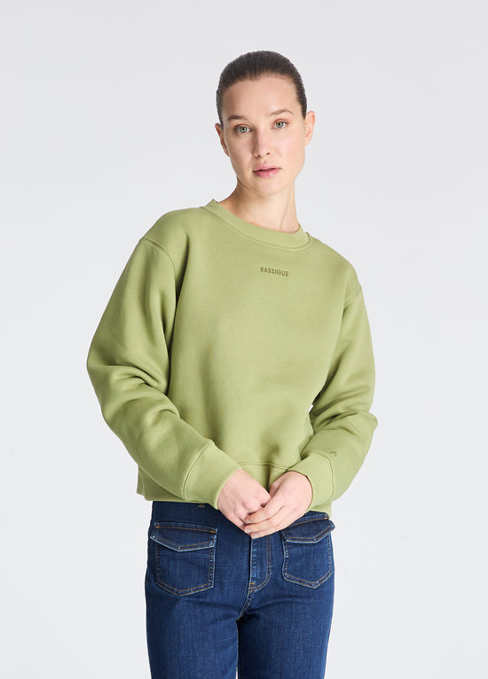 Klasik Pamuklu Bisiklet Yaka Sweatshirt