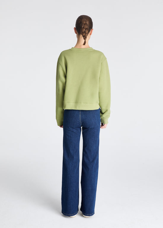 Klasik Pamuklu Bisiklet Yaka Sweatshirt
