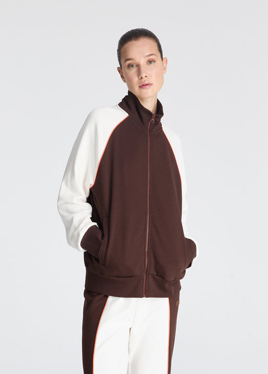 Renk Bloklu Fermuarlı Sweatshirt