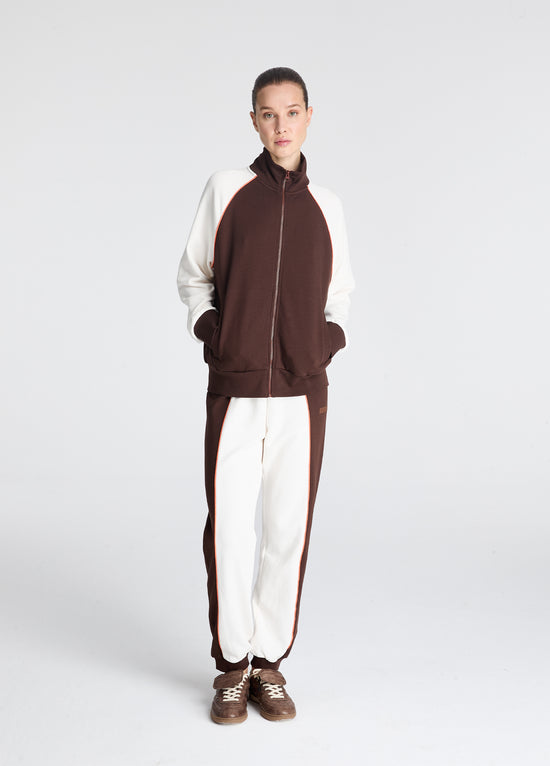 Renk Bloklu Fermuarlı Sweatshirt