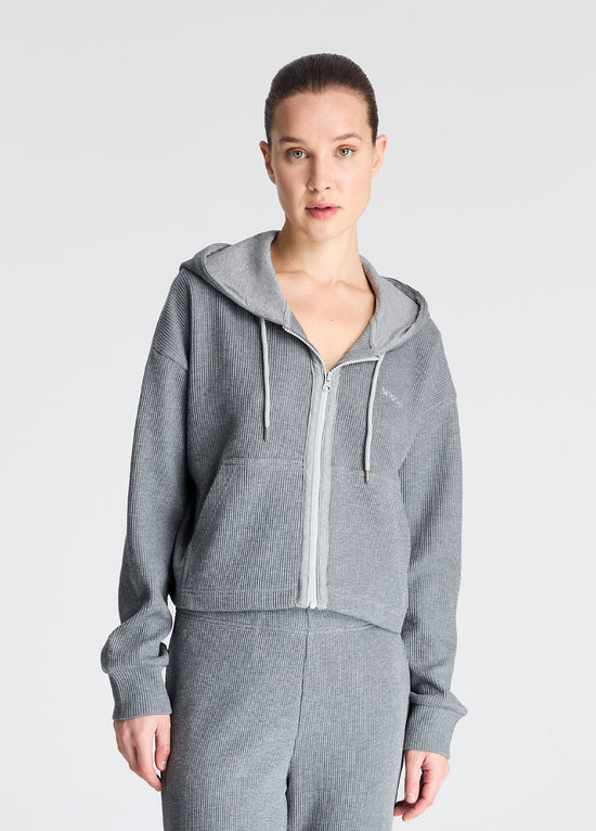 Waffle Dokulu Fermuarlı Sweatshirt