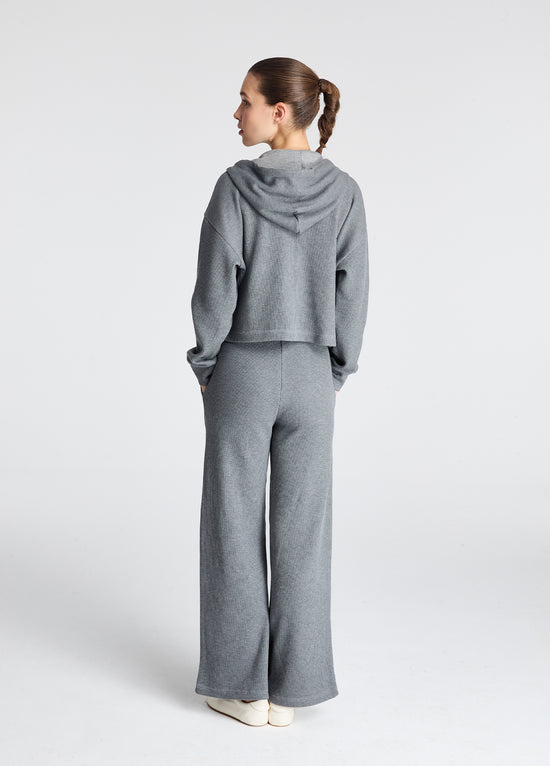 Waffle Dokulu Fermuarlı Sweatshirt
