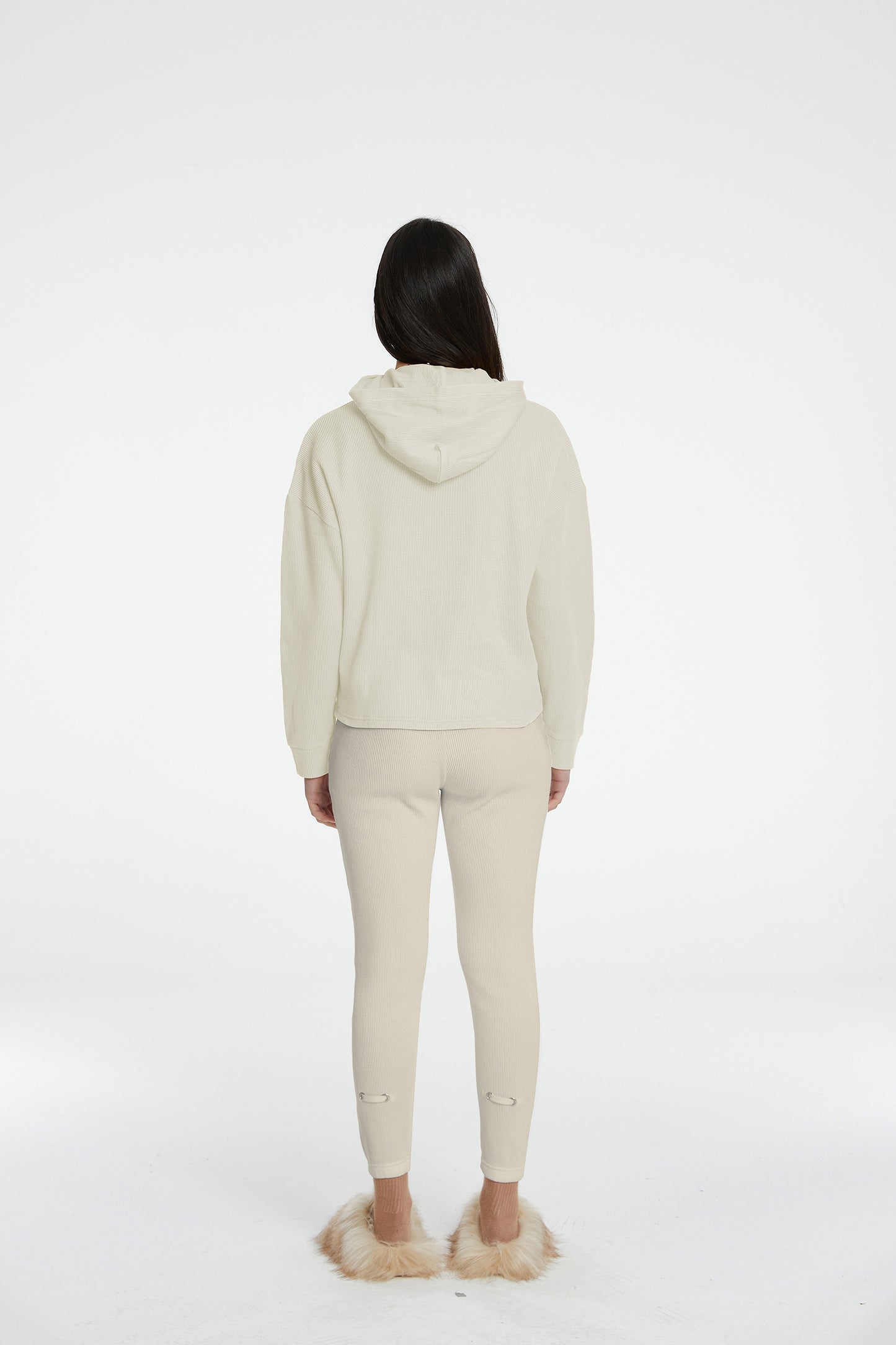 Waffle Oversize Hoodie - Warm Beige