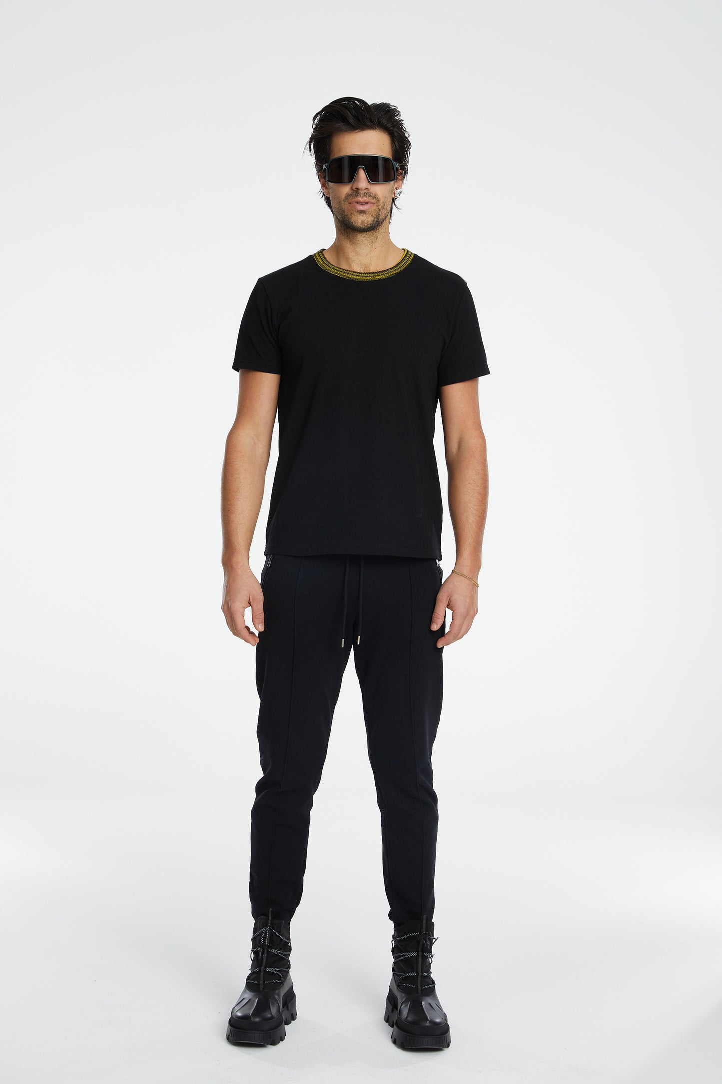 Denim Knit T-Shirt - Black